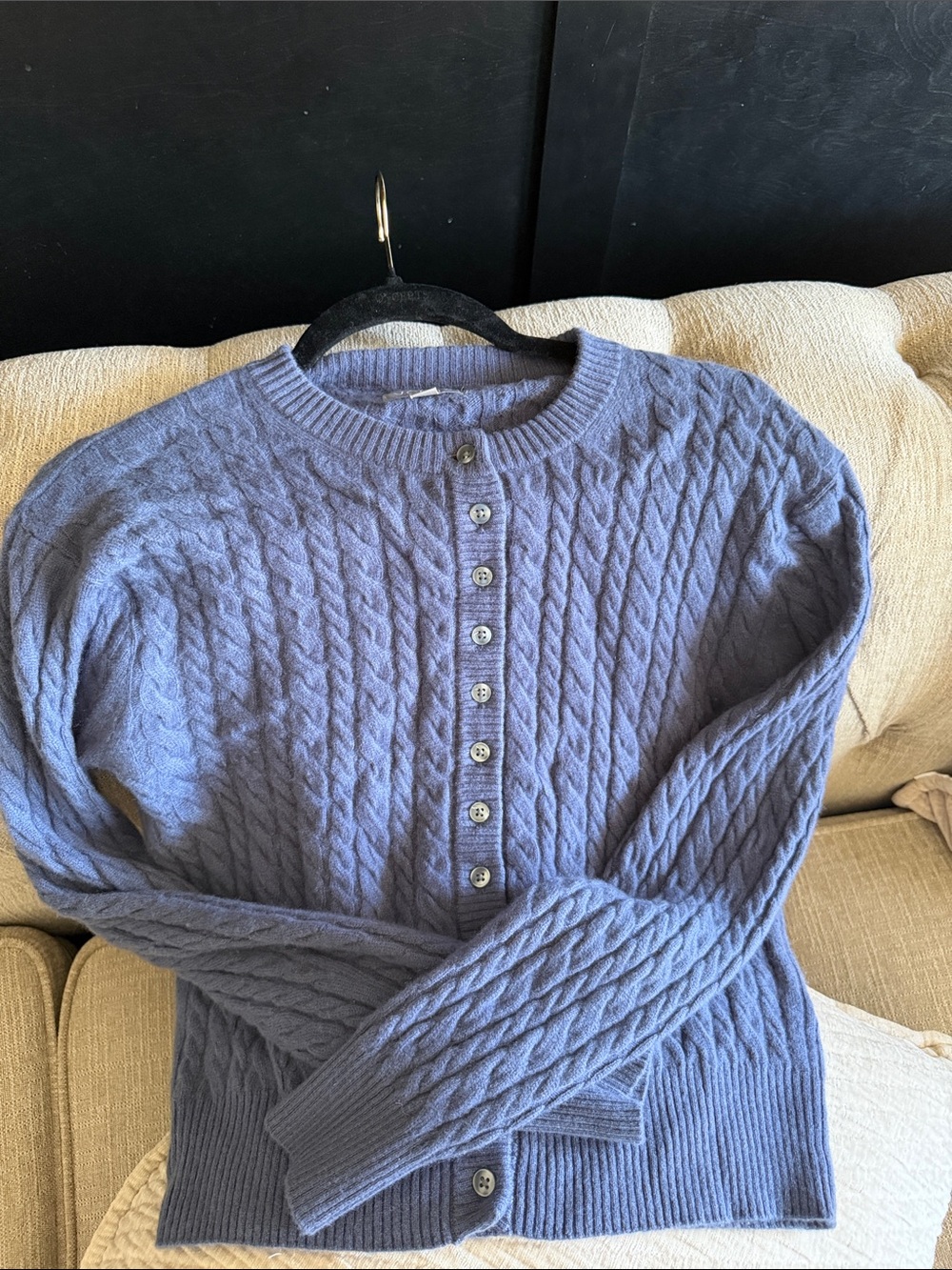 J. Crew Blue Cable-Knit Button Cardigan